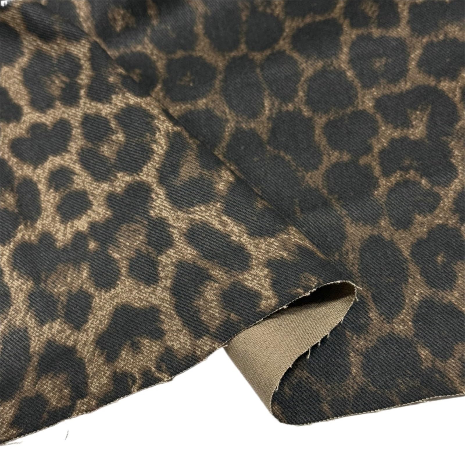 Tessuto Di Cotone Denim Tessuto denim di puro cotone twill leopardato a metri for vestiti Jeans Giacca Gilet Pantaloni Gonne Camicie Stoffa da cucito fai te Marrone Giallo Tessuto da cucire(Color-02)