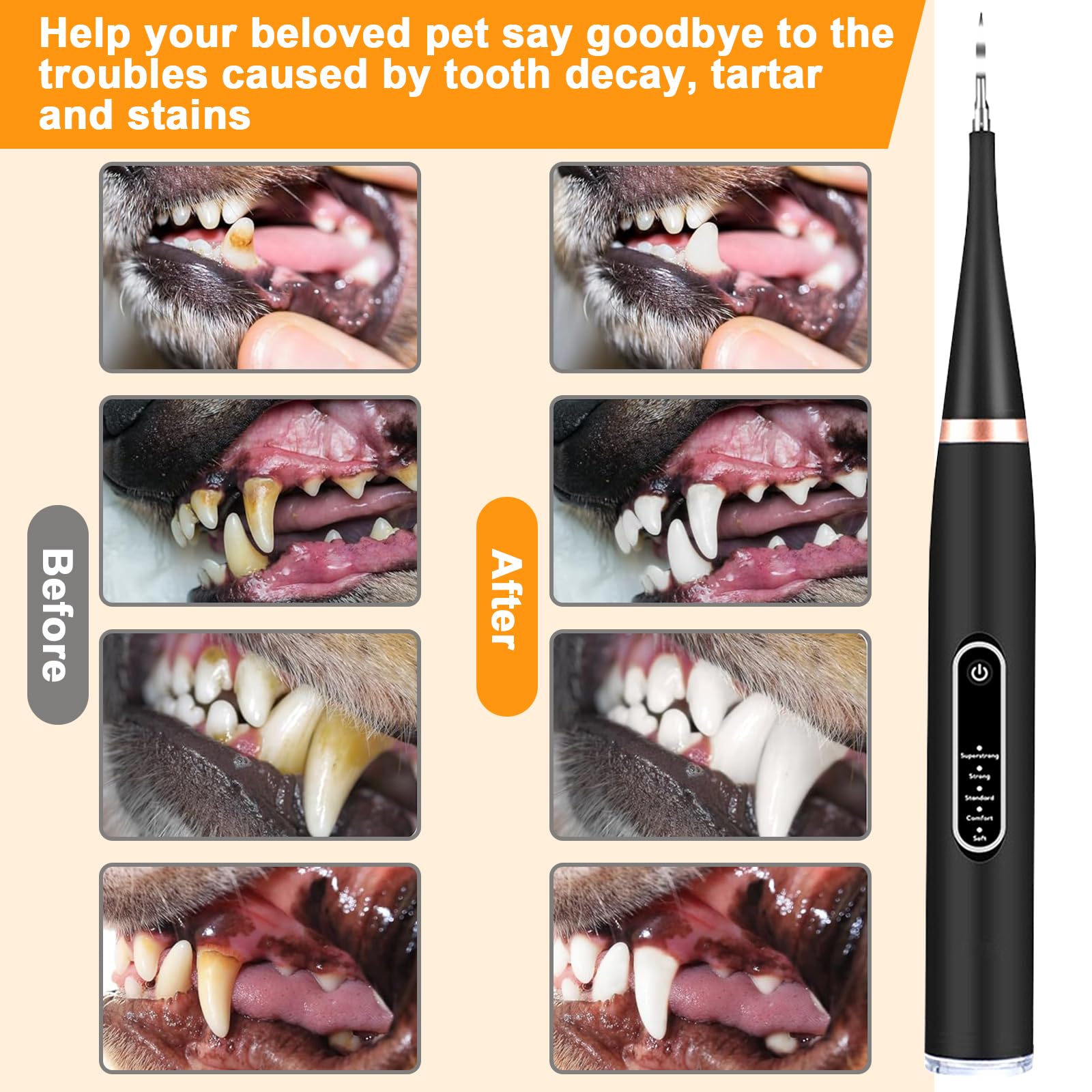 Limpiador Dental Ultrasónico para Perros - Elimina Sarro y Placa con Luz LED, Limpiador Mascotas