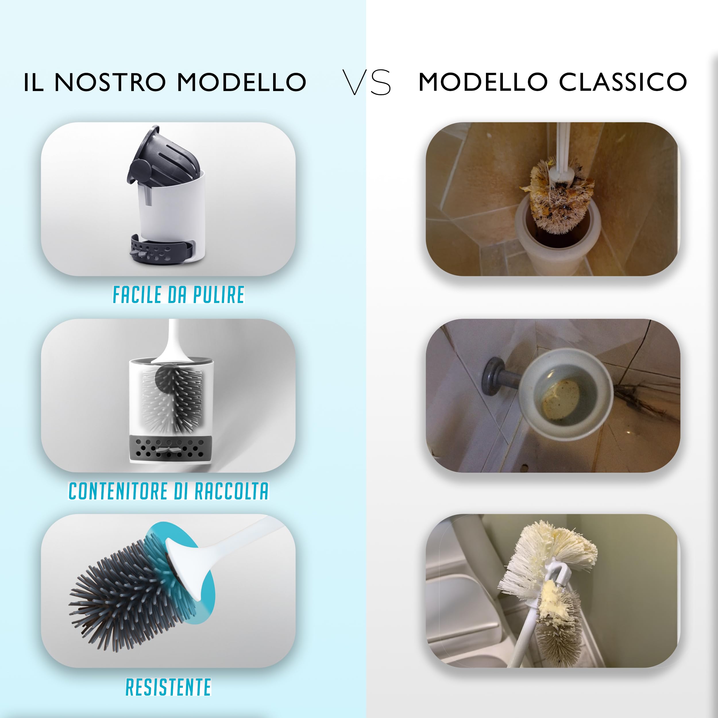 Scopino WC In Silicone Morbido - Pulizia Profonda, Facile Installazione A Parete O A Terra, Design Moderno - Foto 12