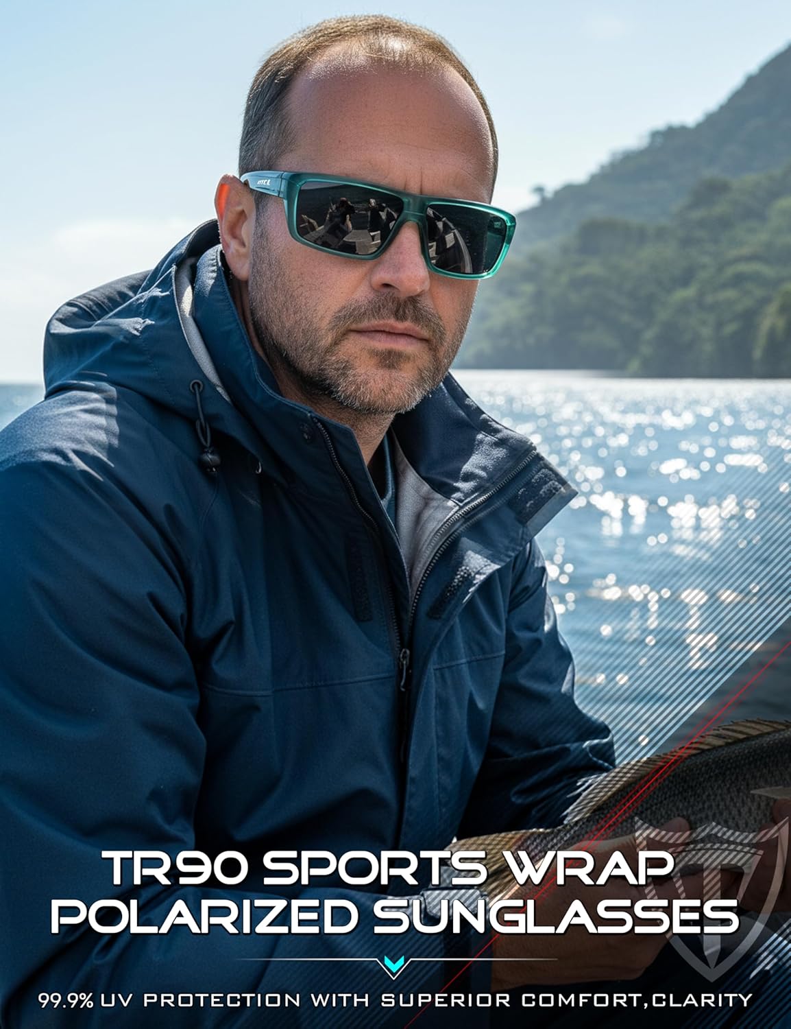 ATTCL Polarized Sunglasses Men for Fishing: UV Protection Lightweight TR90 Sports Wrap Sun Glasses Driving Golf Running - Image 2