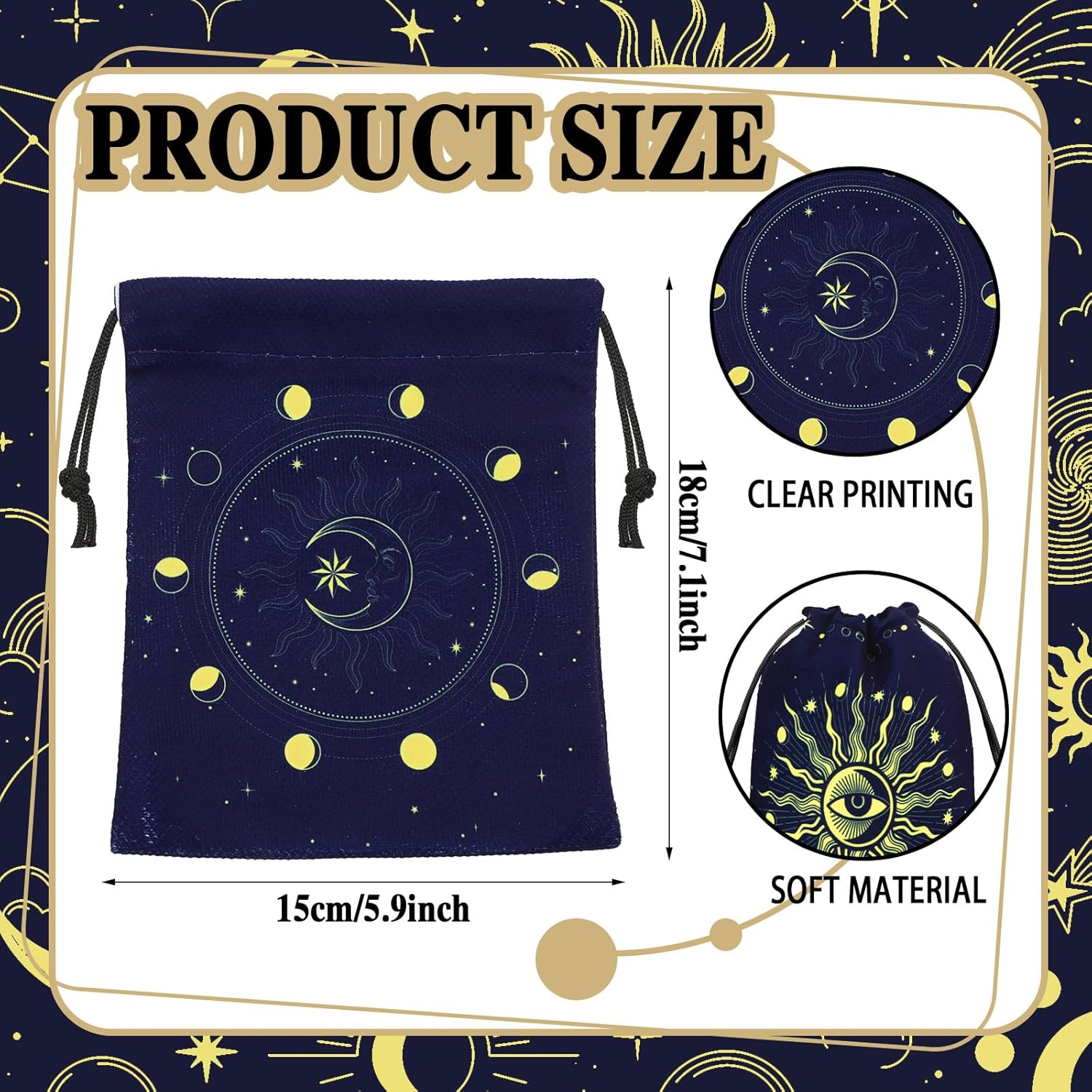 Paterr 16 Pcs Velvet Storage Bag for Tarot Cards, Runes, Dice - Vintage Drawstring Pouches for Jewelry and Tarot Enthusiasts, 7.1 x 5.9 Inch (Classic Style)