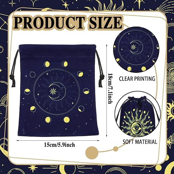 Paterr 16 Pcs Velvet Storage Bag for Tarot Cards, Runes, Dice - Vintage Drawstring Pouches for Jewelry and Tarot Enthusiasts, 7.1 x 5.9 Inch (Classic Style)