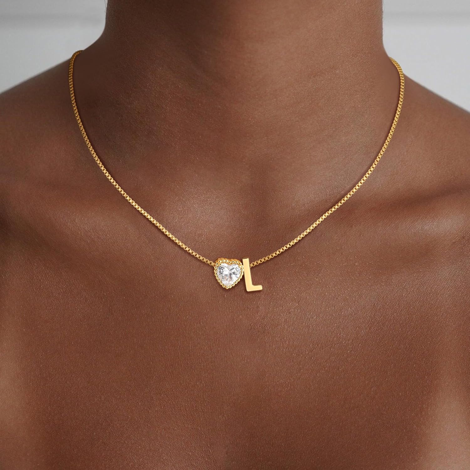 Christmas Gifts Gold/Silver Heart Initial Necklaces for Women Girls Teens Kids Non Tarnish 14k Gold Plated Letter Heart Zirconia Pendant Necklace Dainty Initial Name Necklace Jewelry for Women - Image 2