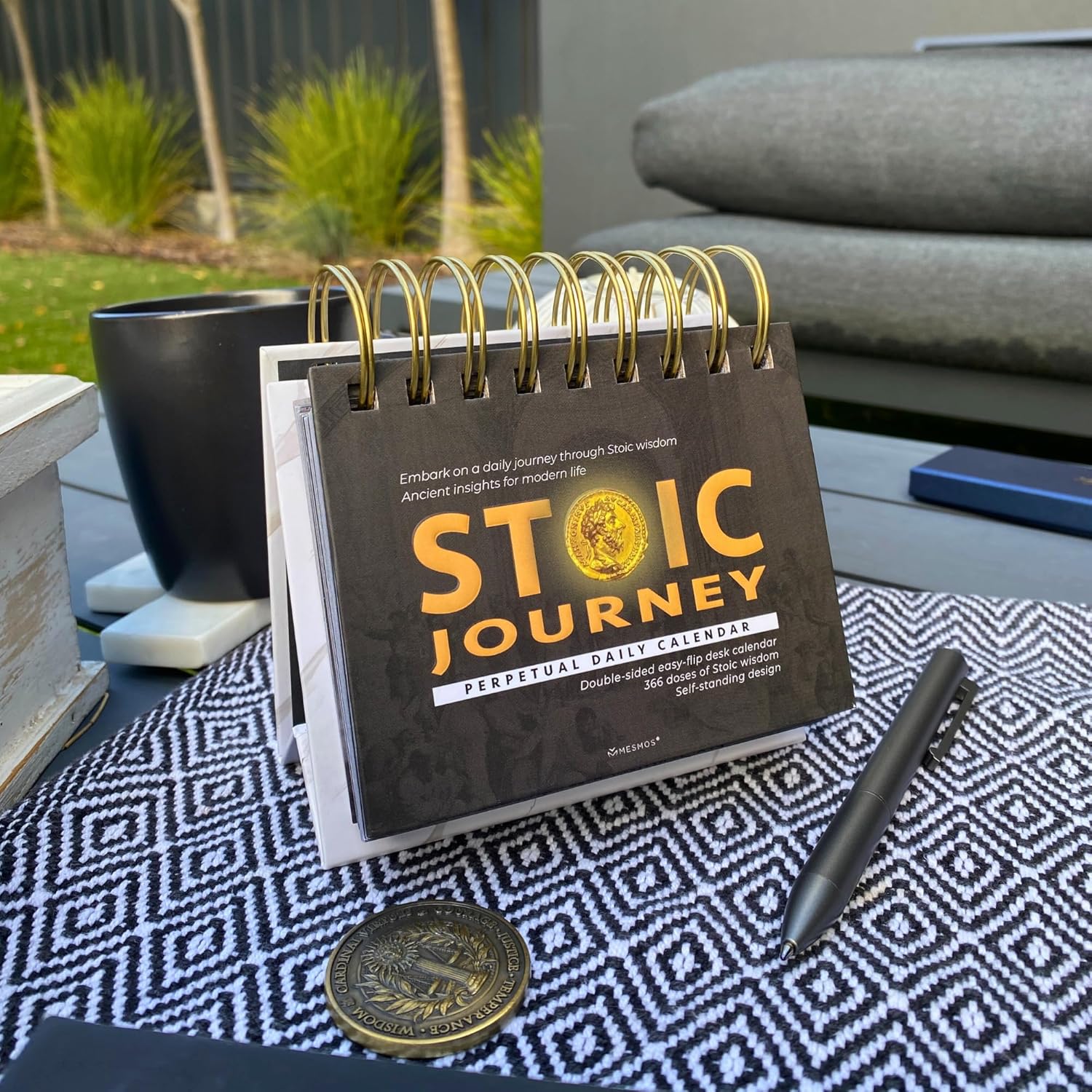MESMOS 366 Daily Stoic Calendar, Administrative Professional Day Gifts, Inspirational Gifts for Men, Men's Gifts, Daily Affirmations Office Desk Decor for Men, Motivational Self Care Office Desk