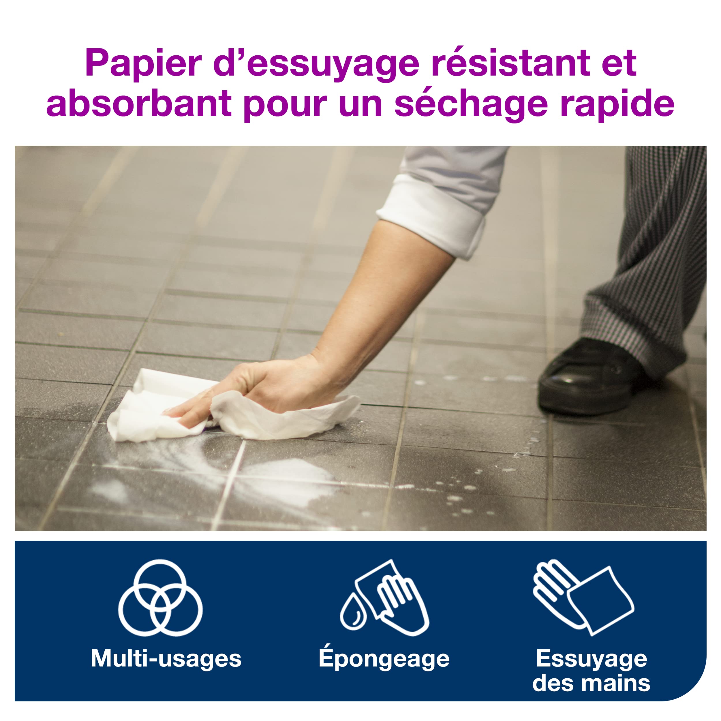 Tork Papier d'Essuyage Plus à Dévidage Central blanc M2, absorbant, 6 x 457 feuilles, 101250