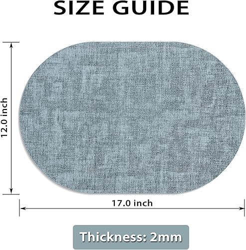 Miniatura 6 de Juego de 8 manteles individuales para mesa de comedor, antideslizantes, resistentes al calor, ovalados de cuero, de doble capa, impermeables,