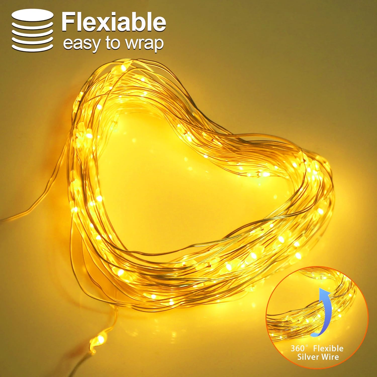 YAOZHOU Christmas Decorations Warm White Fairy String Lights, Battery Operated with Timer, 2 Pack Total 33FT 100 Led Mini Battery Powered Mason Jar Waterproof Firefly Lights DIY Party