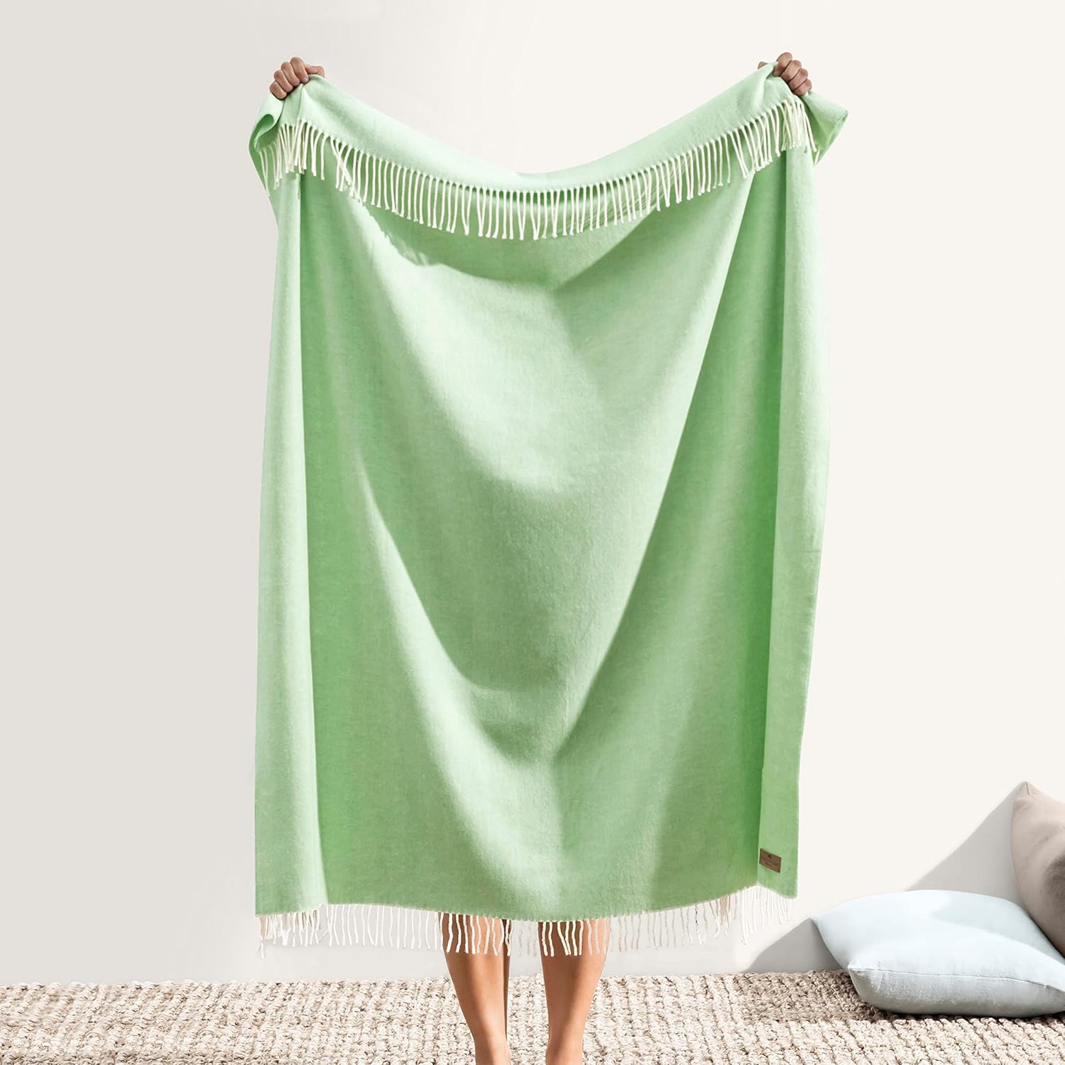 Lands Downunder All-Season, Italian Agave Herringbone Throw – Soft Woven Throw with Decorative Fringe – Made in Italy – 51”W x 67”L - Over 80 Colors - Perfect for Gifting