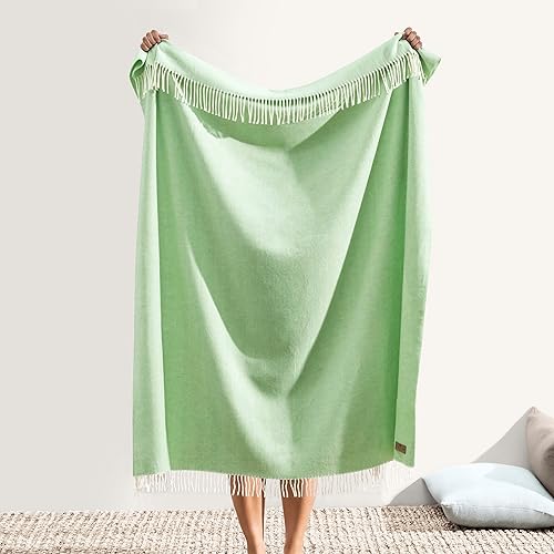 Miniatura 2 de Lands Downunder Manta de espina de pez, lila, todas las estaciones, tejido suave con flecos decorativos, de Italia, 51pulgadas de ancho x 67de