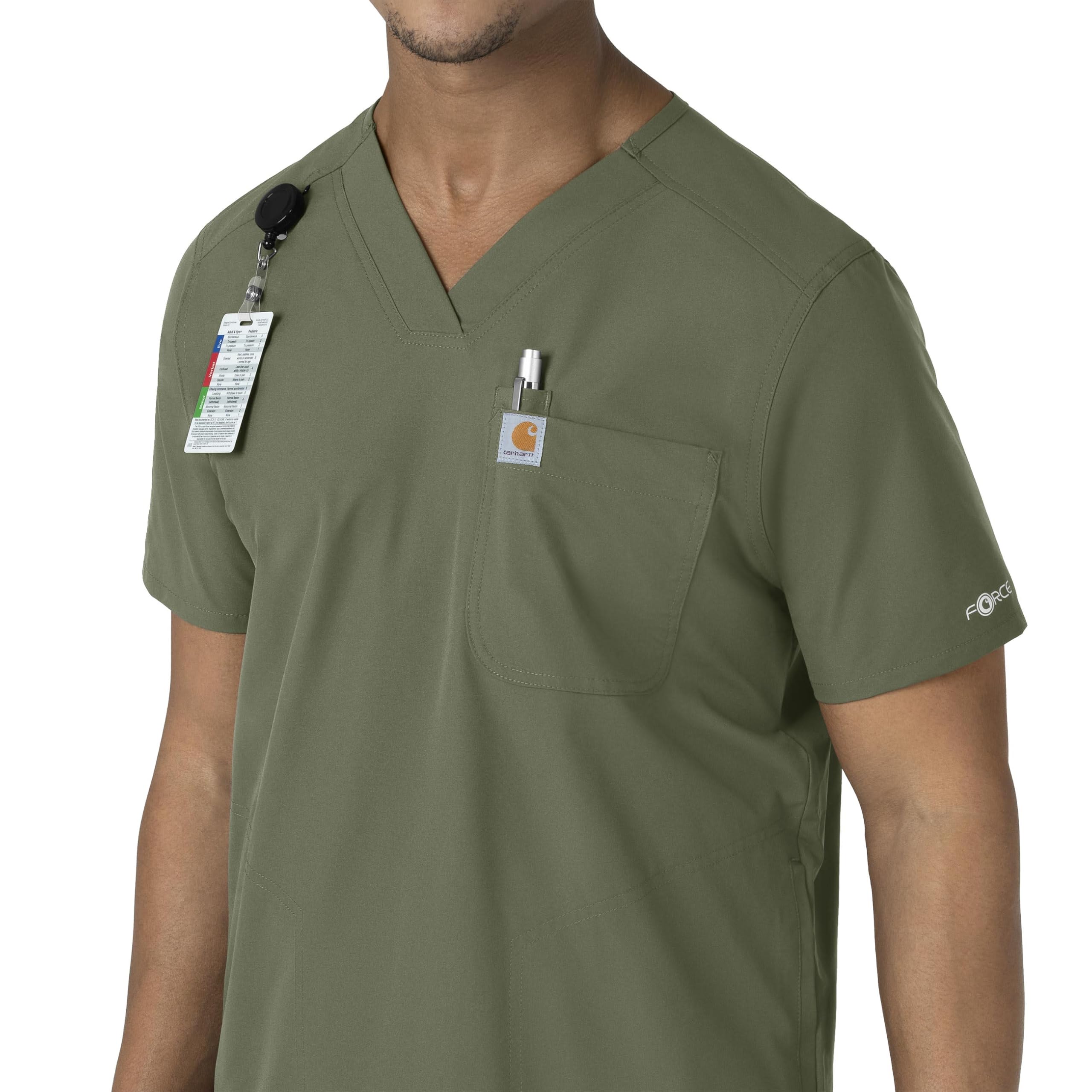 Carhartt Męski top Scrub, męski top z dekoltem w serek, 1 szt, Oliwka, XL