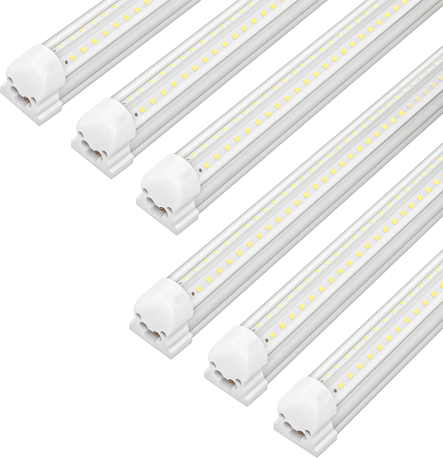 Brtstiun LED Shop Lights 6 Pack, V-Shaped Integrated Fixture, T8 4FT Light Tube, 45W 6300LM 5000K Daylight White LED Shop Lights for Garage Workshop Basement