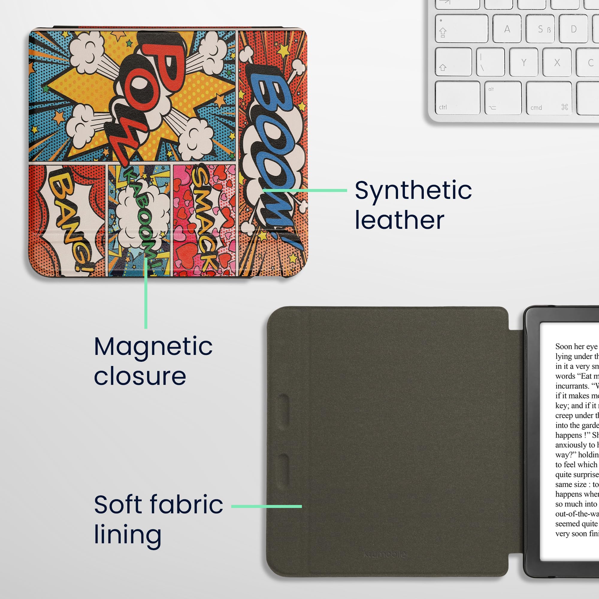 kwmobile Custodia Kobo Libra Colour Cover Flip Case multicolore Pop Art