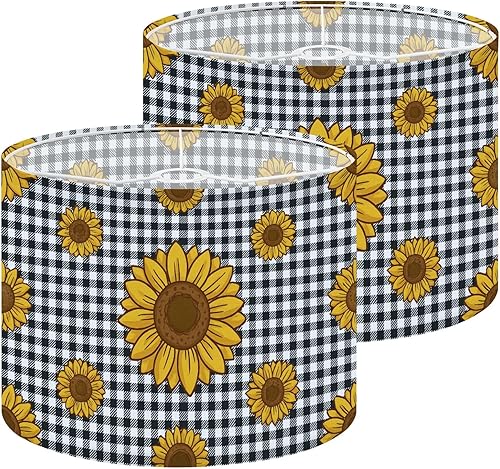 Miniatura 18 de Drum Lamp Shade 70 s Retro Seamless 60s 70s Aesthetic Style Lampshade for Floor Lamps Table Lamps Pendant Light 11"x8.9" Replacement Linen Large