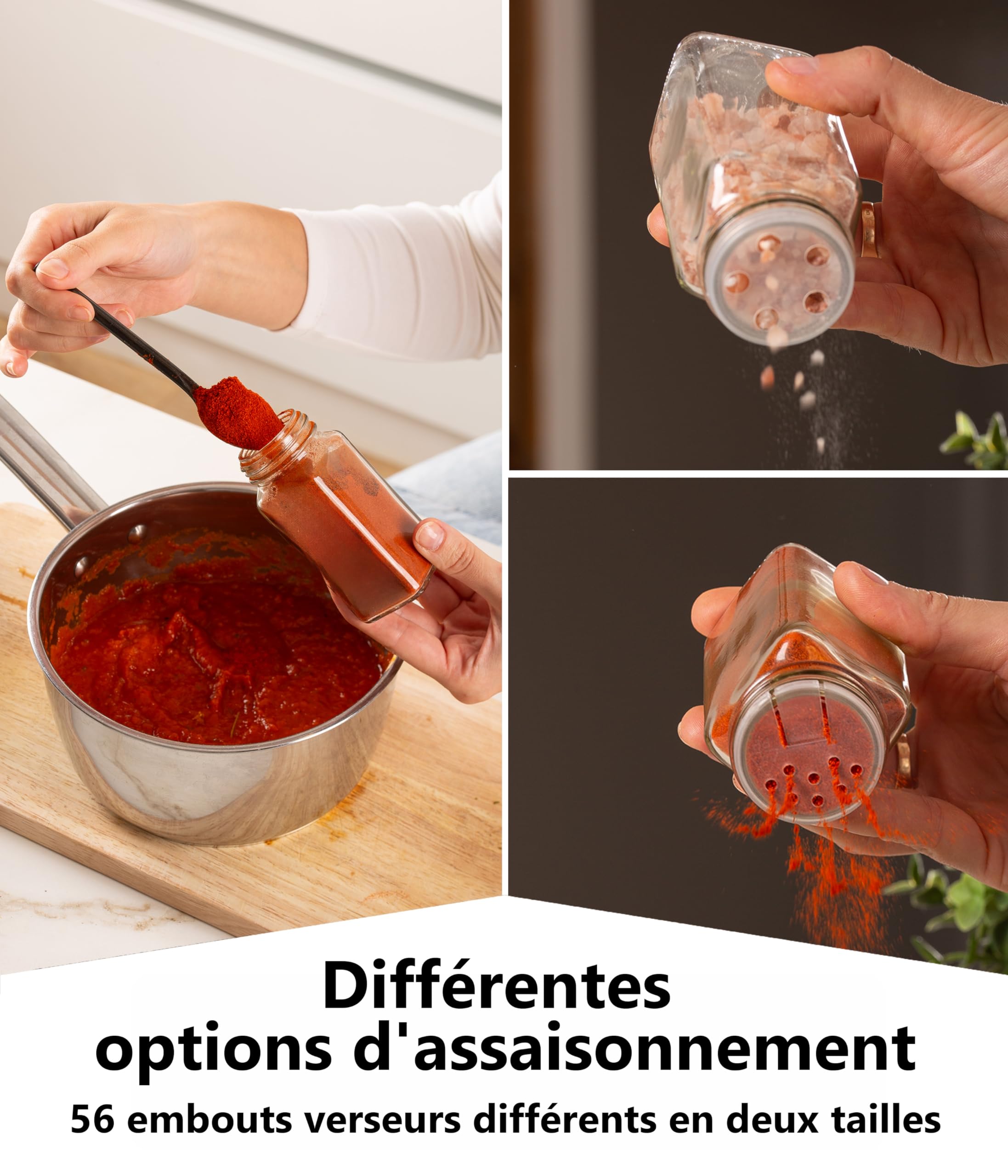 Deco haus® Étagère à épices pour cuisine – 28 pots à épices, organisateur d'épices en métal à 4 niveaux, 28 pots à épices, 144 étiquettes, design autonome ou à monter
