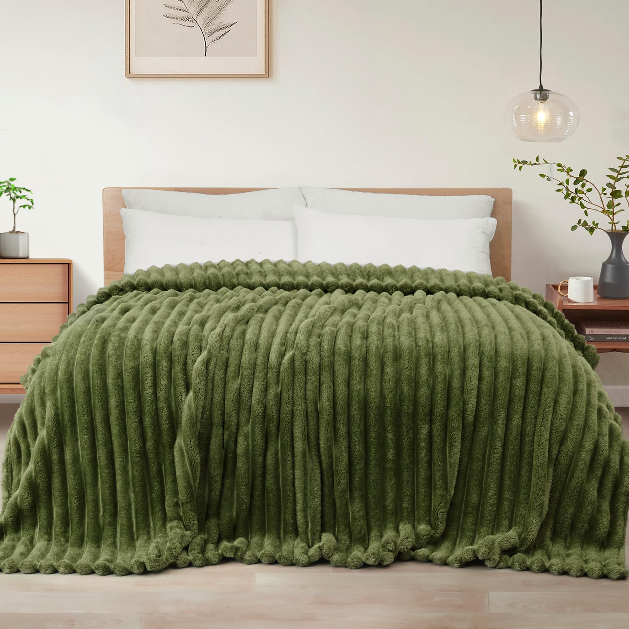 Exclusivo Mezcla Verde Oliva Manta Sofá - Manta Franela para Cama, Manta Polar, Doble Cara Suave, Fácil Cuidado y Ultra Ligera, Todas Estaciones, 150x200 CM OEKO-TEX STANDARD 100