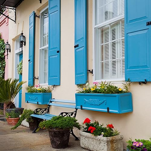 Miniatura 8 de Paquete de 6 soportes ajustables para jardinera, soporte de pared resistente para caja de flores de profundidad de caja de macetas (de adelante a