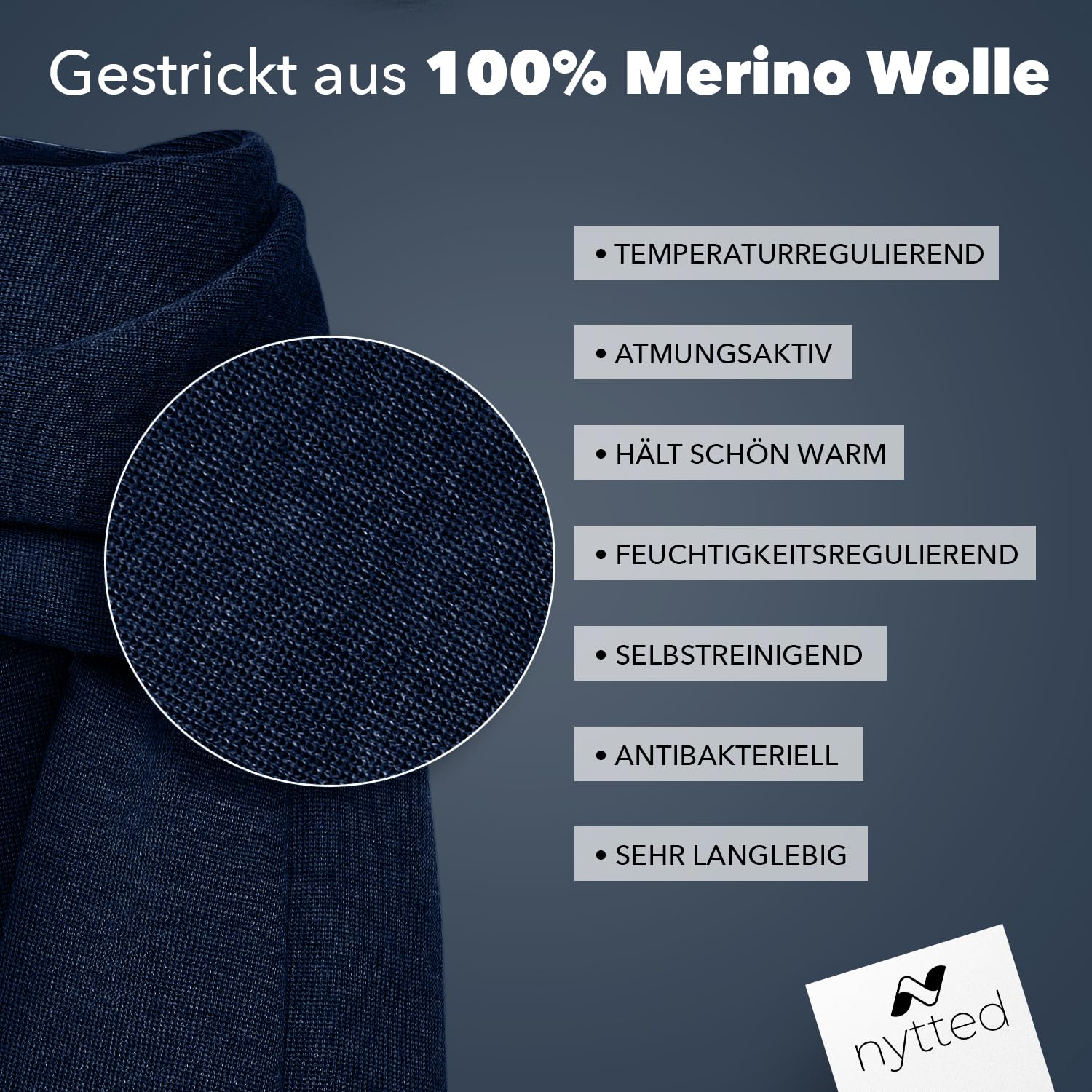NYTTED® hochwertiger Merino Schal - 100% feinster Merinowolle für Damen & Herren kuschelig weich & sehr warm - Schal Damen Winter Schal Herren Merino Wolle Winterschal Herren Herren Schal Schal Damen