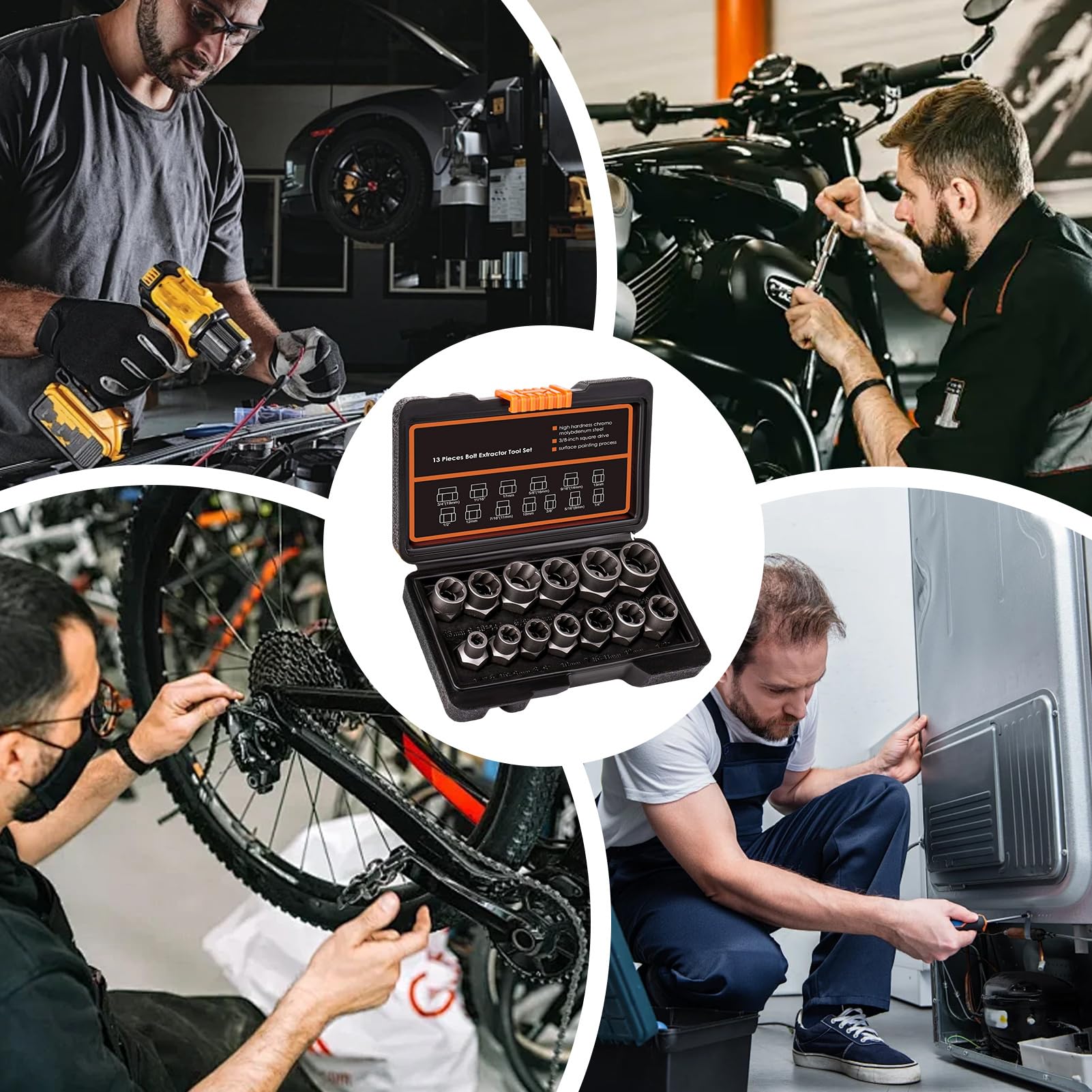 Kit estrattore bulloni – Set di attrezzi in metallo da 7 pollici | Presa Easy Out per dadi spelati | Adattatore 3/8 per riparazioni automobilistiche