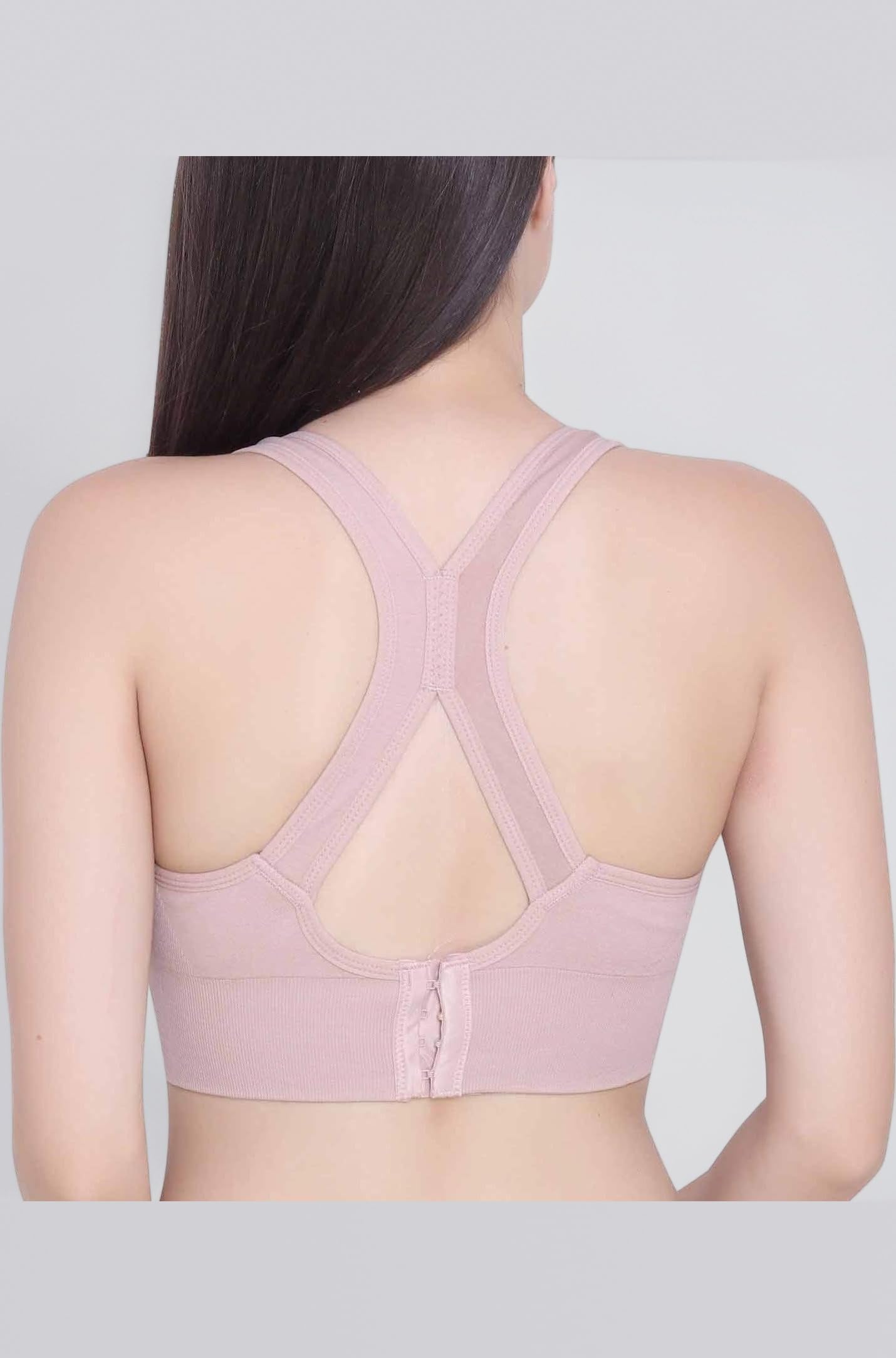 Women's Nylon Spandex Padded Non Wired Racer Back Sports Bra for Gym, Yoga | Everyday Active Wear for Girls | Size M to 2XL
