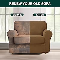 Vista 156 de CHUN YI - Funda elástica para sofá (7 piezas), funda para sofá de 3 plazas con tres respaldos y cojines separados con banda elástica, tela jacquard