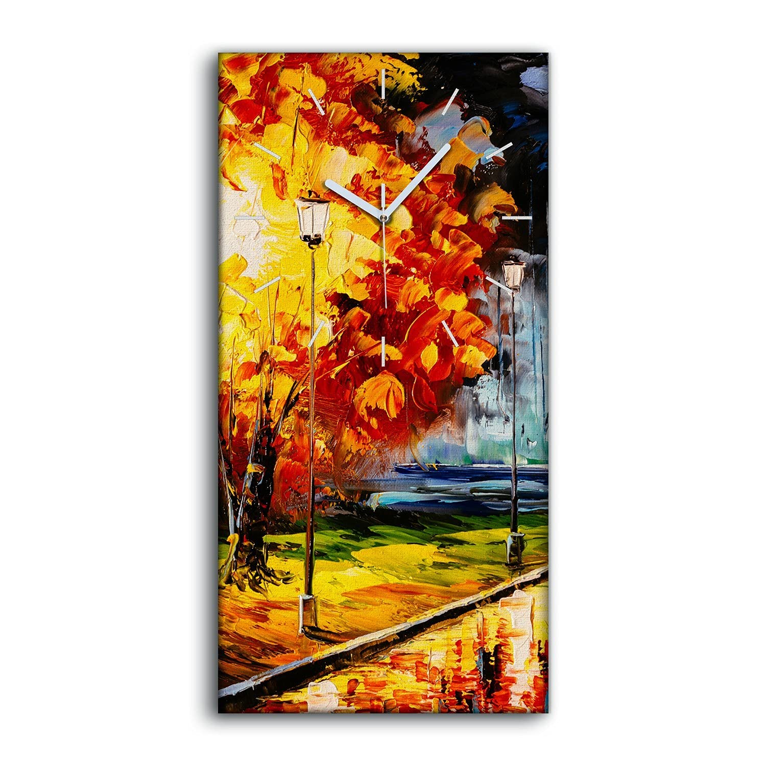 Horloge sur toile 30x60cm Trees Street Couple pour salon