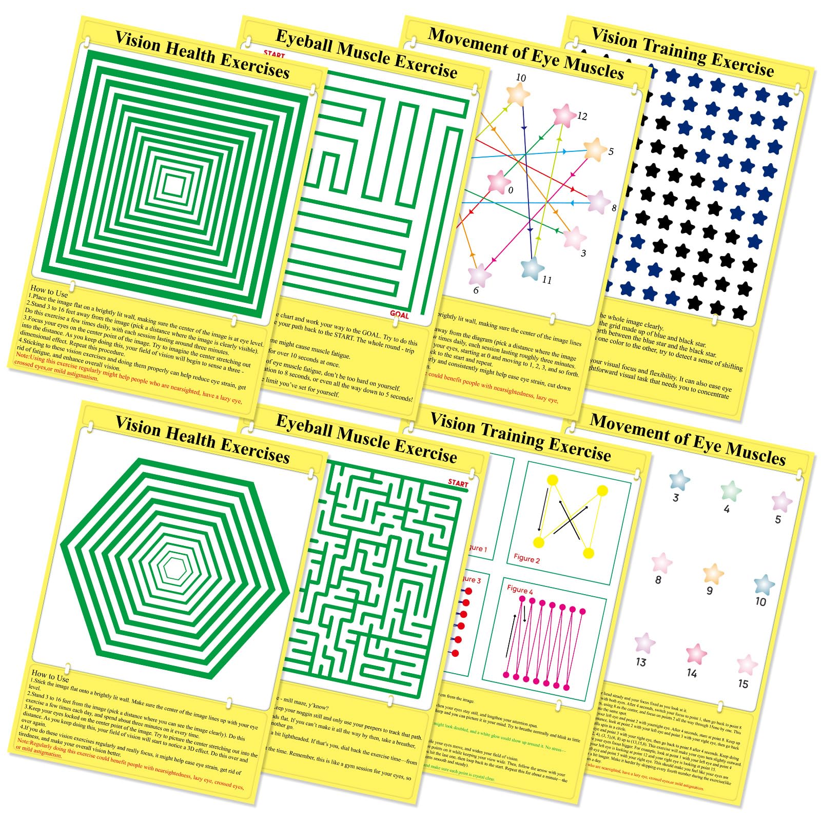 Eye Exercise Chart Visual Muscle Relaxation Eye Fatigue Eye Training Poster Eye Strain Vision Therapy 3D Visual Stimulation Wall Art for Home School Classroom-image-27