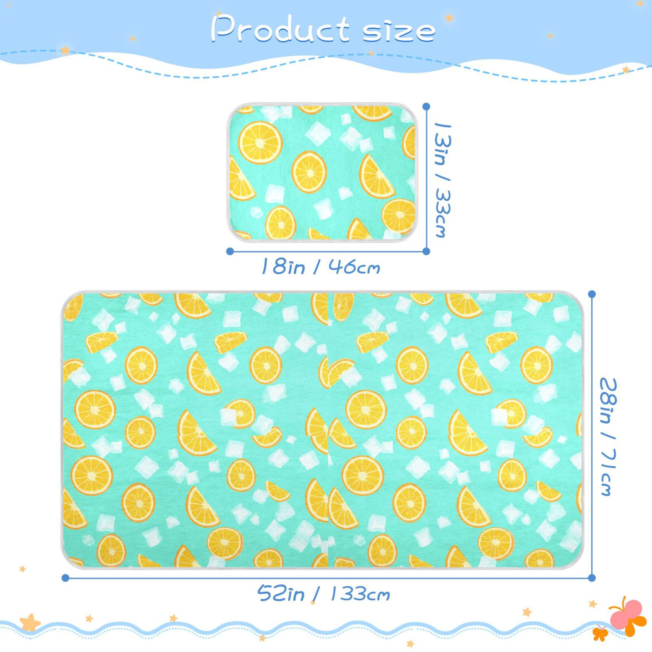 Takiito Orange Slices Baby Cooling Mattress Pad, Soft & Breathable Cooling Mat Keep Baby Cool in Summer 28x52 in, Nursery Essential