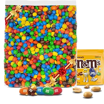 M&M Peanut Milk Chocolate Candy, Party Size 38 oz 2.3Lb Resealable Bulk Bag - Roasted Peanut and Gourmet Milk Chocolate Covered Nuts, Sweet Snacks for Parties, Office, Baking, Movie Night, Holiday Gift Baskets.