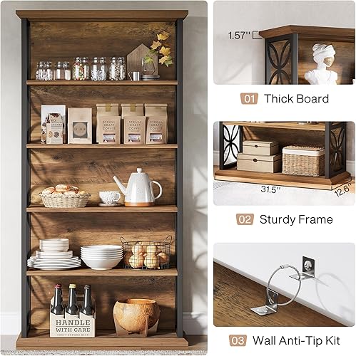 Miniatura 8 de Tribesigns Estantería de 6 niveles de alto, estantería industrial de 71 pulgadas con marco de metal, estantes de almacenamiento abiertos