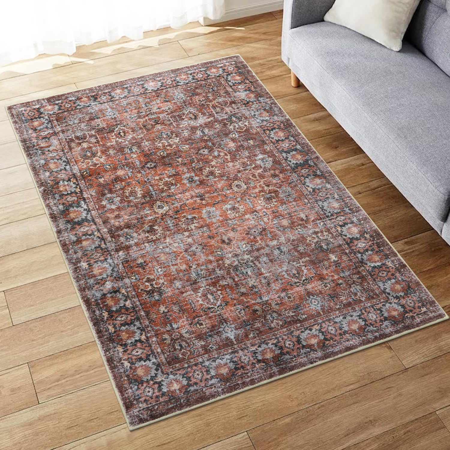 【色: [B]ベージュ】HAOCOO ラグ 洗える 円形 140cm ペルシャ風 tansu_19510006