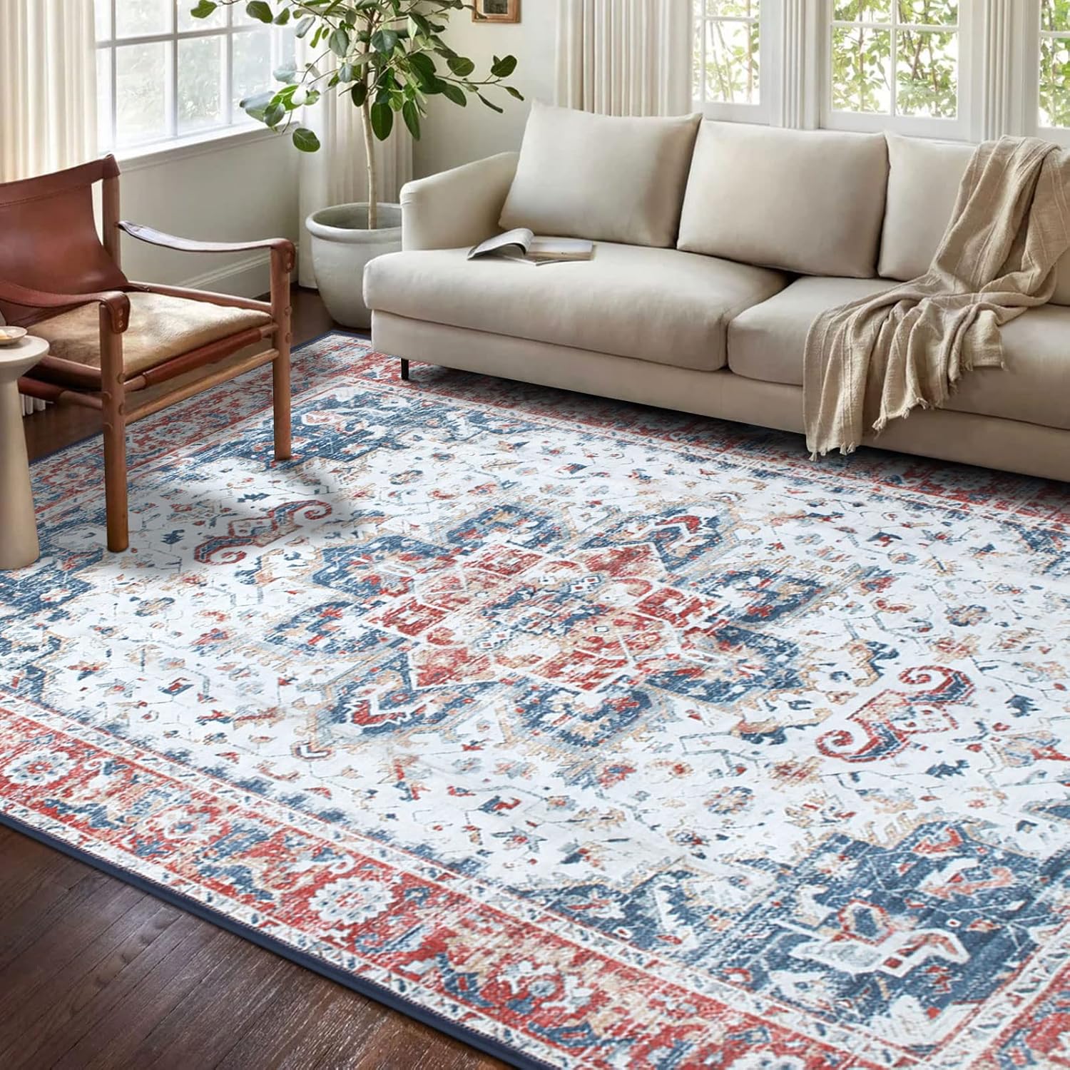 BAYIEIUI 8x10 Area Rugs NonSlip Rugs for Living Room Brick