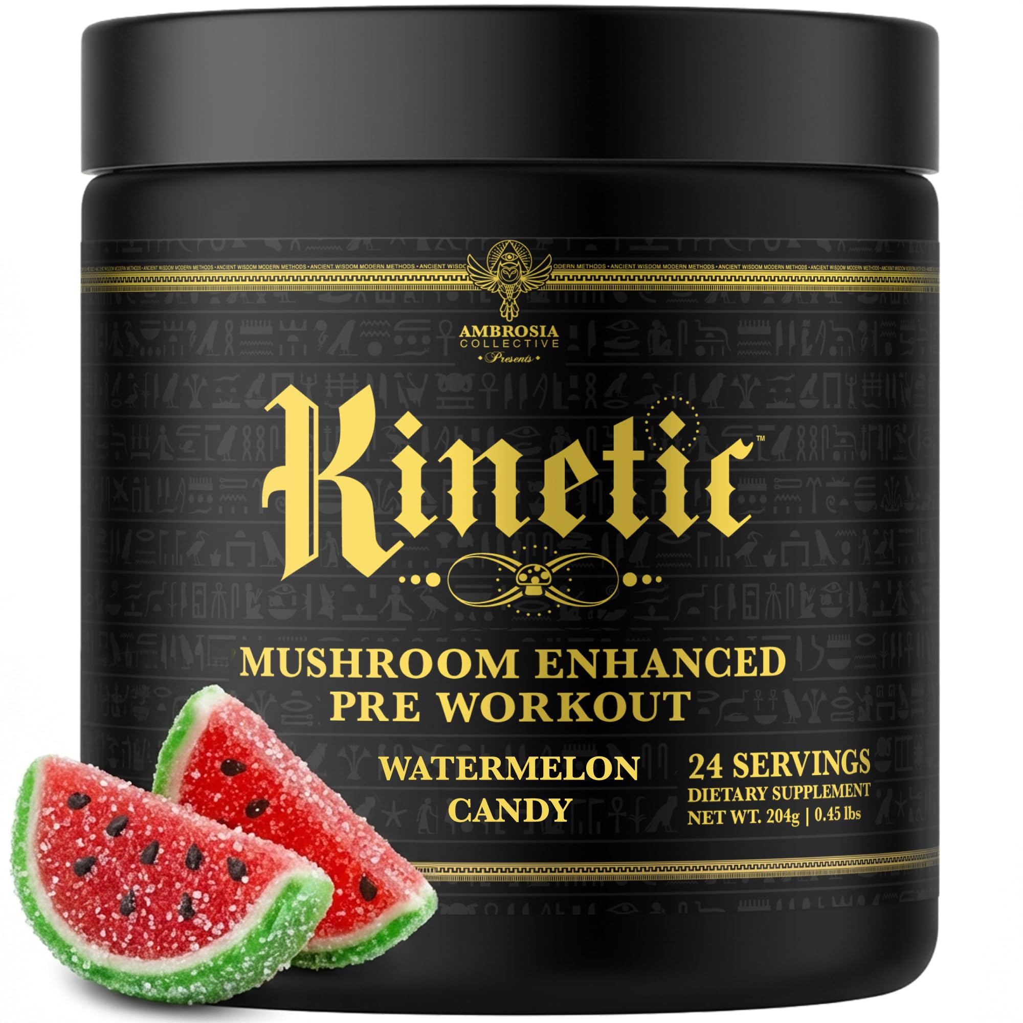 - Kinetic - Organic Pre Workout Powder | Mushroom-Enhanced Natural Pre Workout | Nootropic Superfood Powder for Clean Energy, Focus, Recovery | 24 Servings | Watermelon Candy