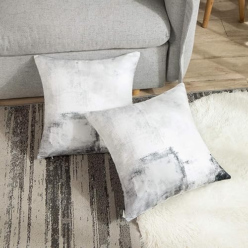 Vista 60 de Britimes Fundas de almohada modernas para decoración del hogar, 18 x 18 pulgadas, juego de 2 fundas de almohada decorativas, fundas de almohada Gris