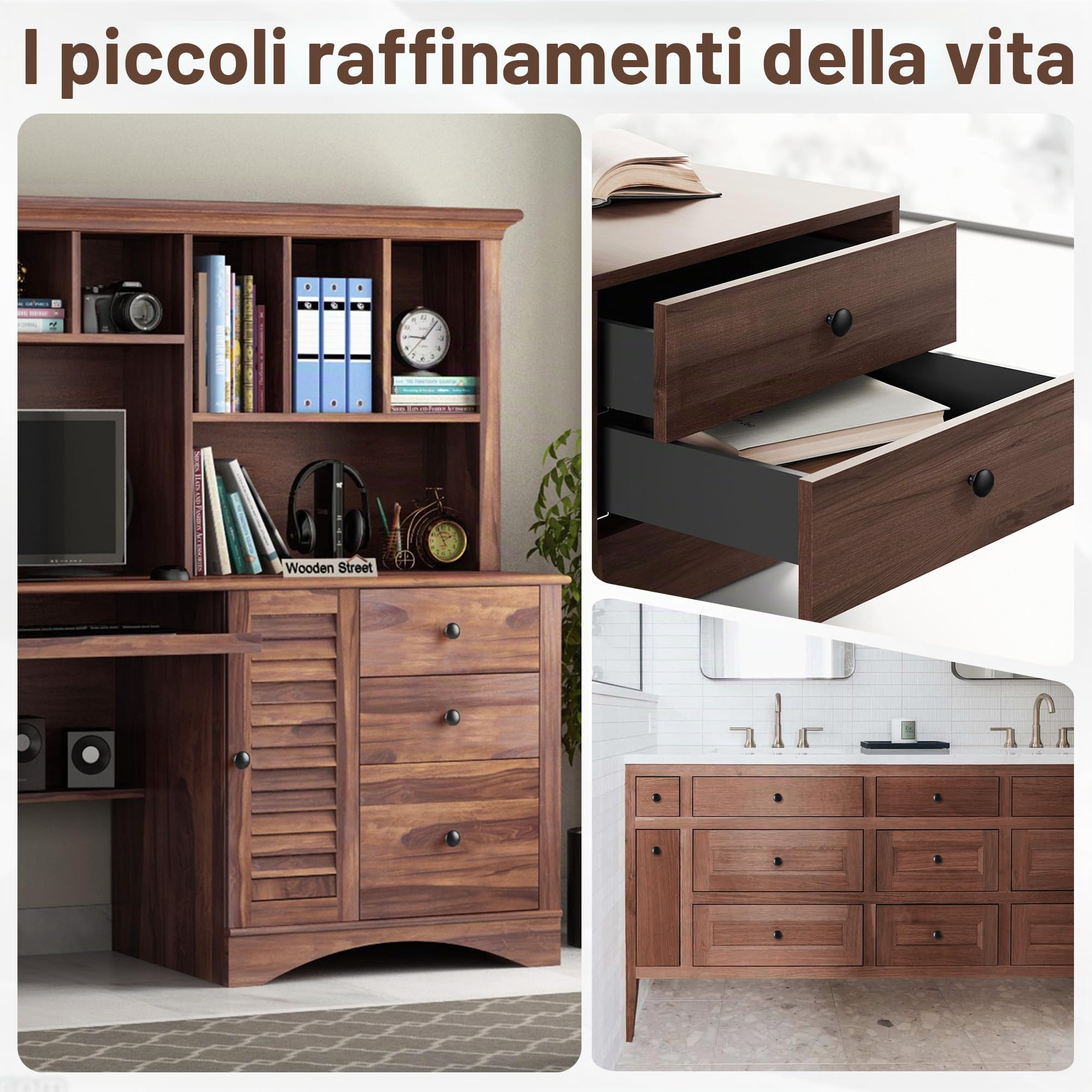 Vortix 15 pezzi Pomelli per Mobili Vintage,Maniglie vintage per armadio, Pomelli cucina in metallo, ideali per cassetti, comò e restauro di mobili