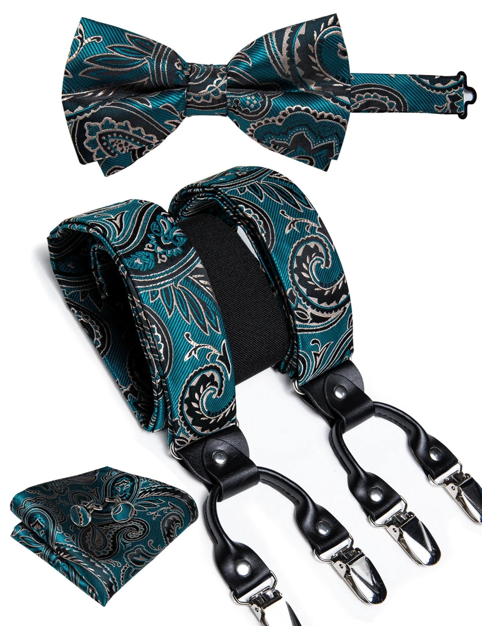 Bretelle Suspender Bretelle Regolabili di Design da Uomo Bretelle A Forma di Y Moda Cintura Elastica con Clip Reggicalze Set Papillon per Pantaloni da Uomo
