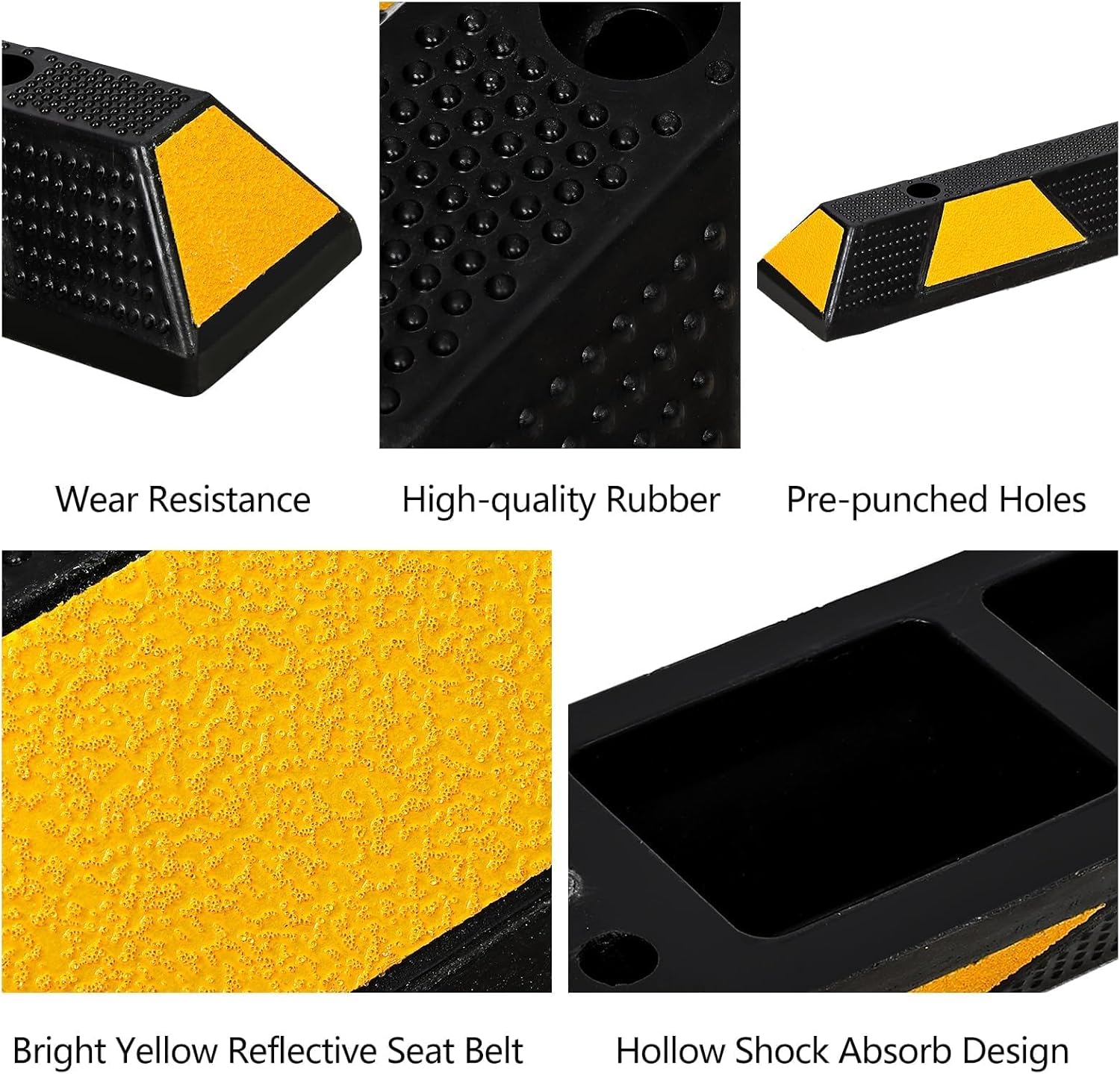 GarveeTech 2 Pack 72" Heavy Duty Rubber Parking Curb, Garage Floor Wheel Stopper,55000 LBS Capacity Parking Stopper for Garage with Reflective Stripes for Vehicles Truck Driveway Protect Cars