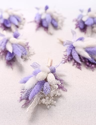 Miniatura 46 de xin's convey Mini Dried Flowert Set (Pack of 6), Orange Small Bouquet, Pampas Small Bouquet, Party Plate Decoration, Bridesmaid Flower Girl Proposal