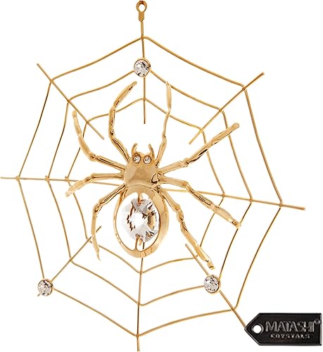 Miniatura 2 de Adorno colgante de araña con tachuelas de cristal chapado en oro de 24 quilates para árbol de Navidad tradiciones milagrosas de araña de Navidad