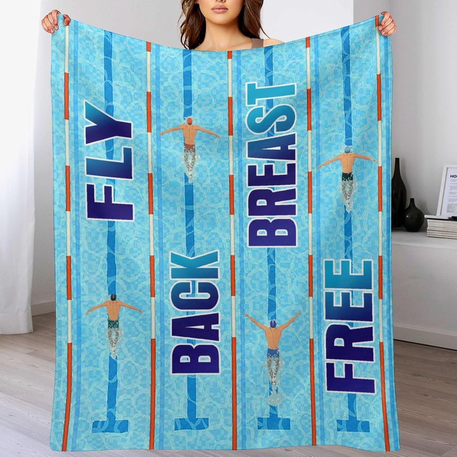 Swimming Blanket Swim Gifts for Girls/Swimmer Sport Throw Blankets Soft Blanket Warm Fleece Flannel Plush Blankets for Bed Sofa Couch 60"x80"