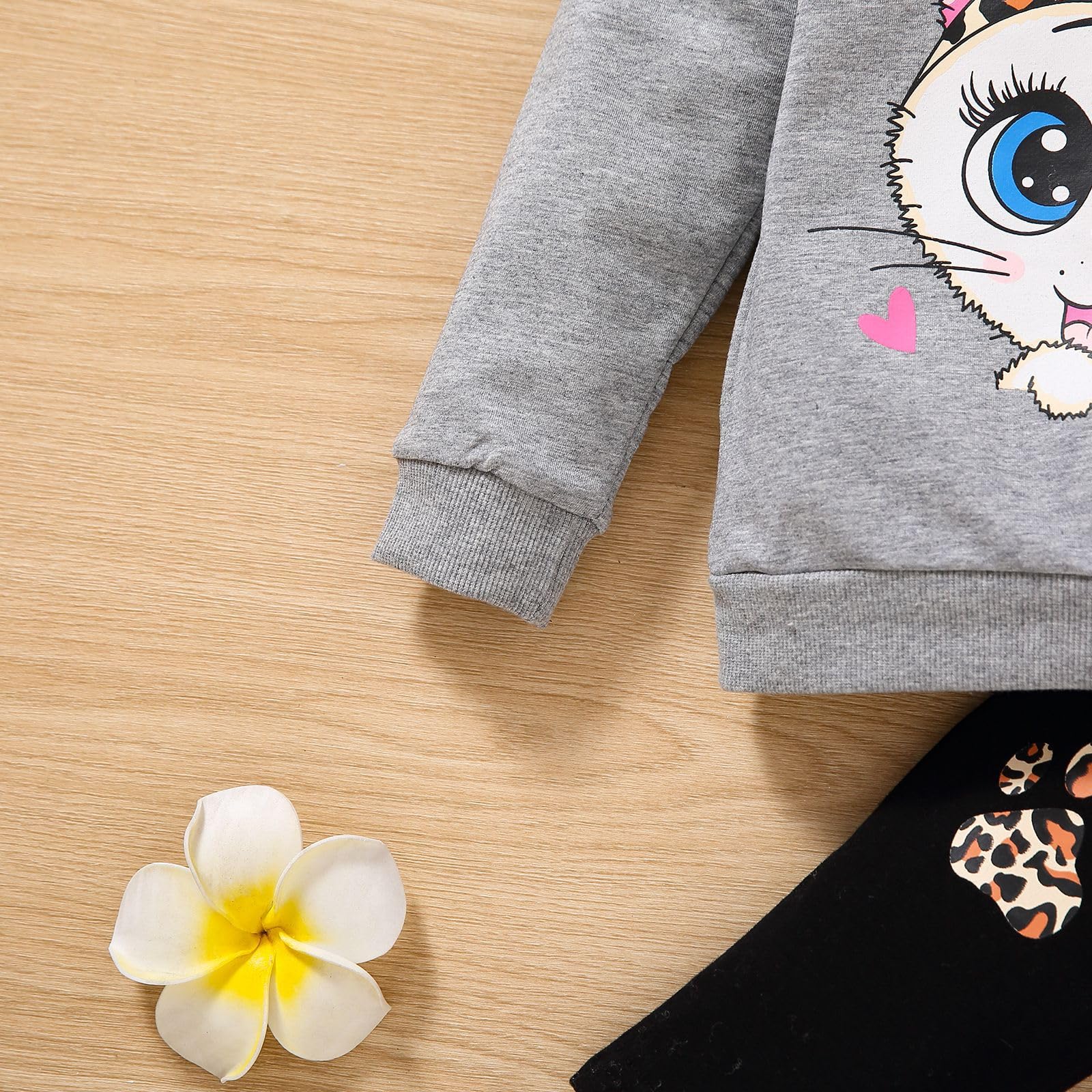 Verve Jelly Kleinkind Baby Mädchen Leopard Outfit Rüschen Langarm Pullover Sweatshirt Tops Hosen Sweatsuit 2 Stück Set Herbst Winter Kleidung