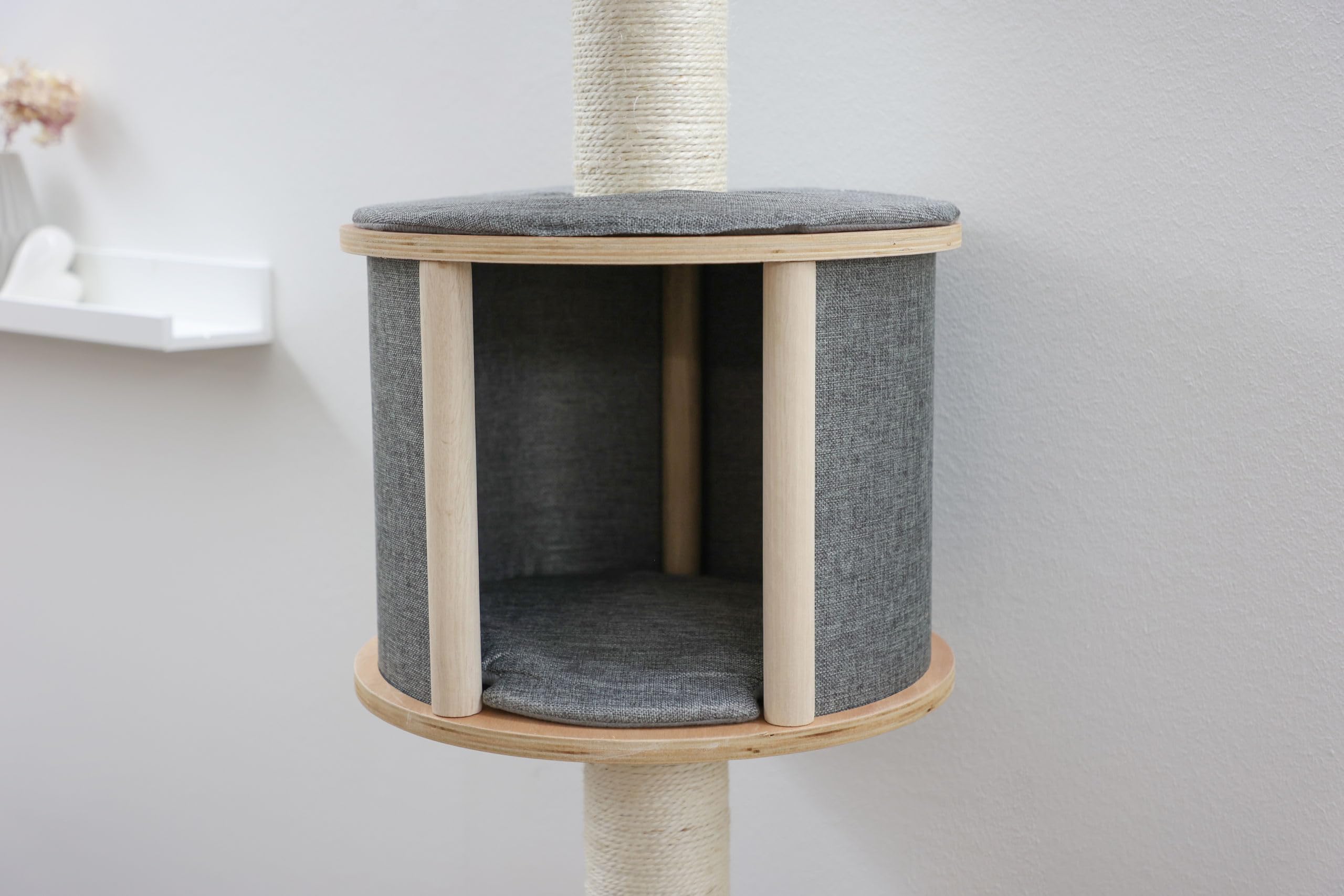 Kerbl Pet Rascador de Pared Dolomit Tofana, Gris, 168cm, Madera, sisal, para Gatos, cojín extraíble y Acolchado