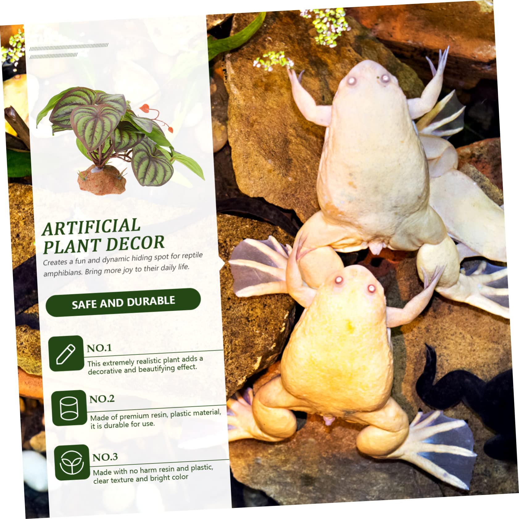 DOITOOL 3 Piezas De Decoración De Terrario Plantas Artificiales Falsas para Reptiles Camaleones Y Geckos.