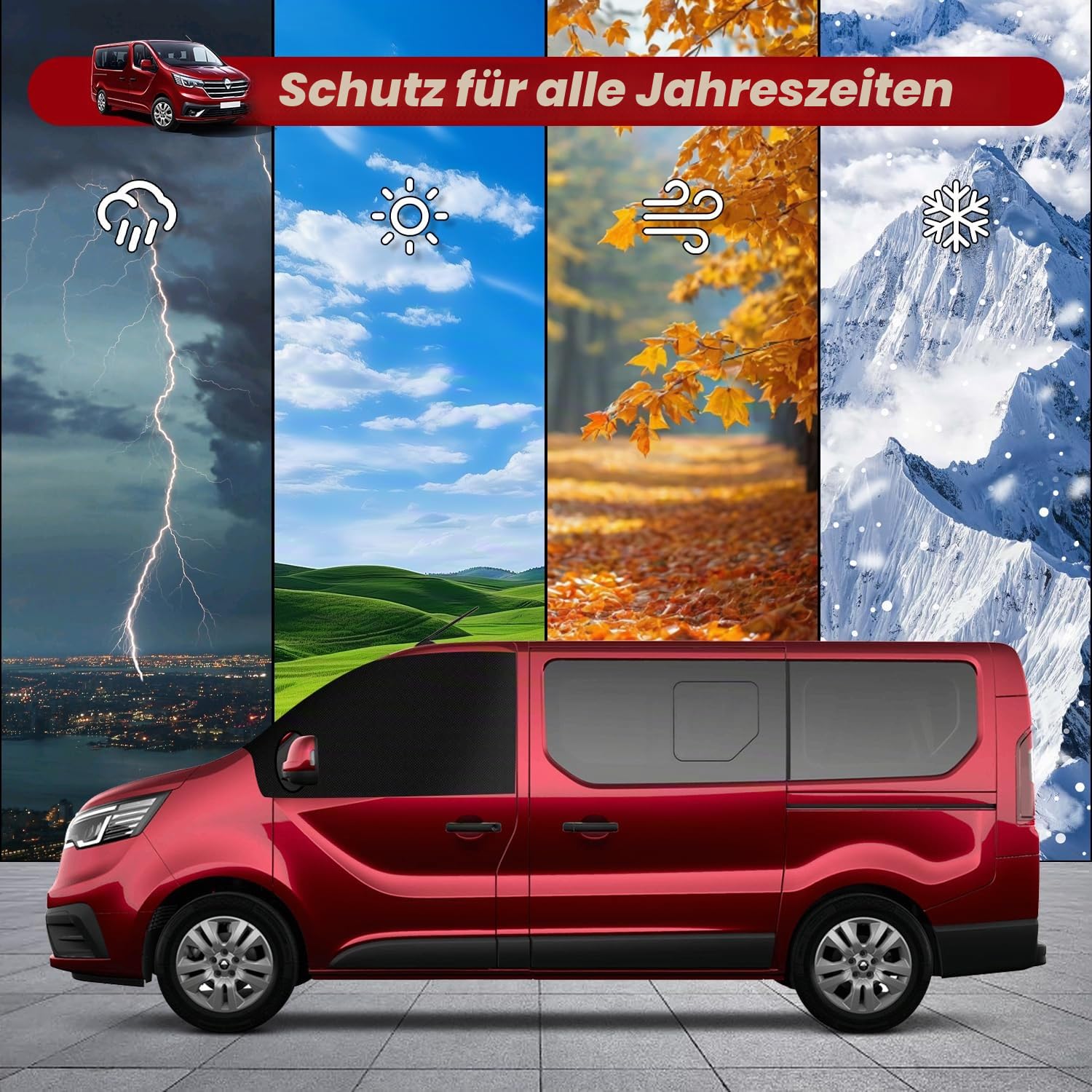 Sonnenschutz für Renault Trafic 2014-2023 Frontscheibe Wrap Abdeckung, 600D Oxford Stoff Verdunkelung Wasserdicht Auto Windschutzscheibe Abdeckung Block UV Frostschutz Wetterfest Schutz