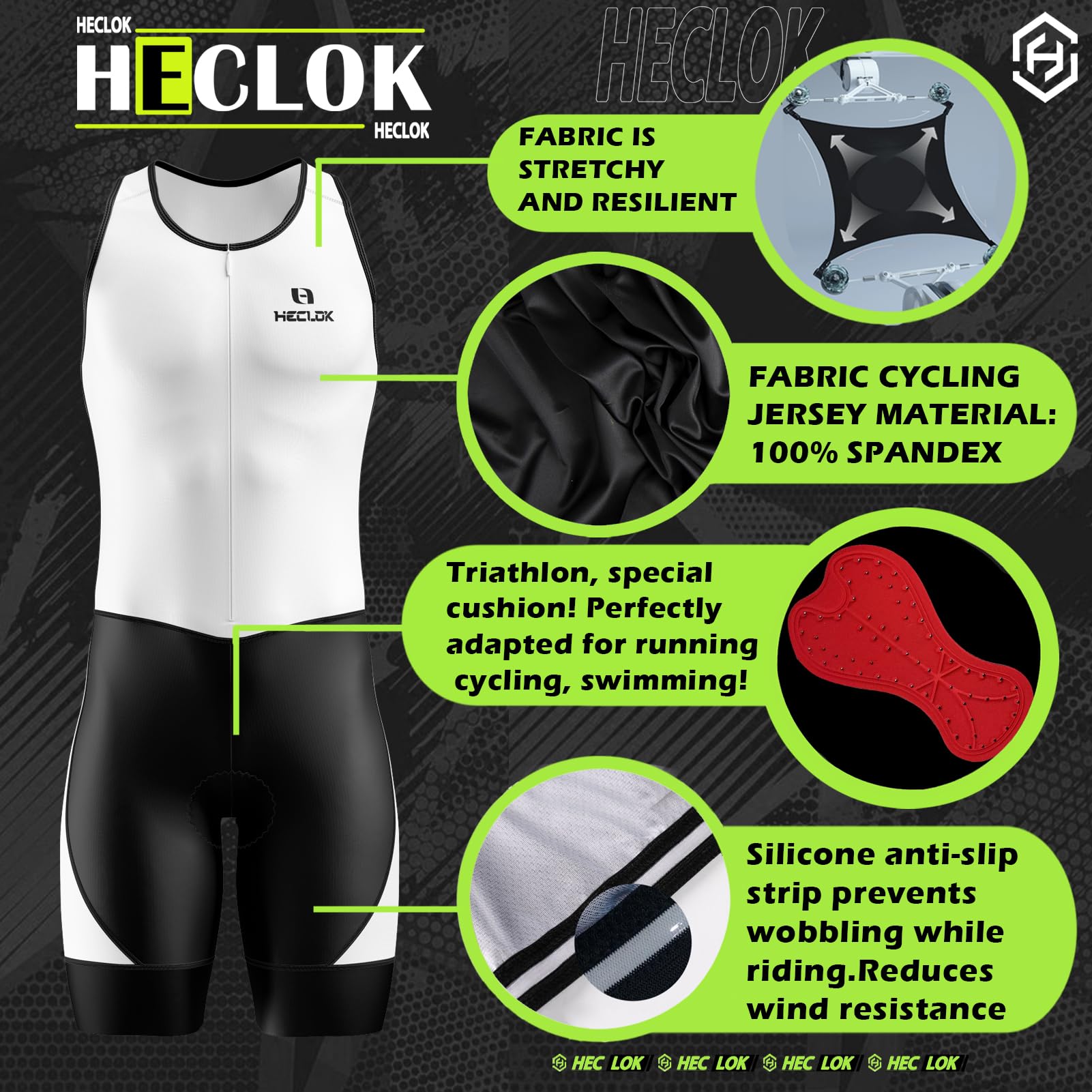 Homme Pro Trifonction sans Manches Sports de Plein Air Vêtements de Triathlon, pour Course À Pied, Natation, Cyclisme,Jersey Ensemble Body,Combinaison de Triathlon rembourrée