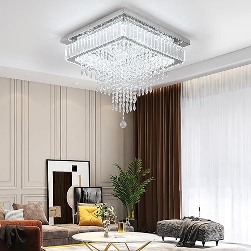 Miniatura 7 de VETRULUS Lámpara de techo de cristal moderna cuadrada de montaje empotrado LED regulable para cocina, dormitorio, sala de estar