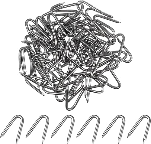 YARNOW 70 Uds. Clavos en forma de U, grapas de valla para valla de alambre, grapas de malla de metal, para tienda en casa