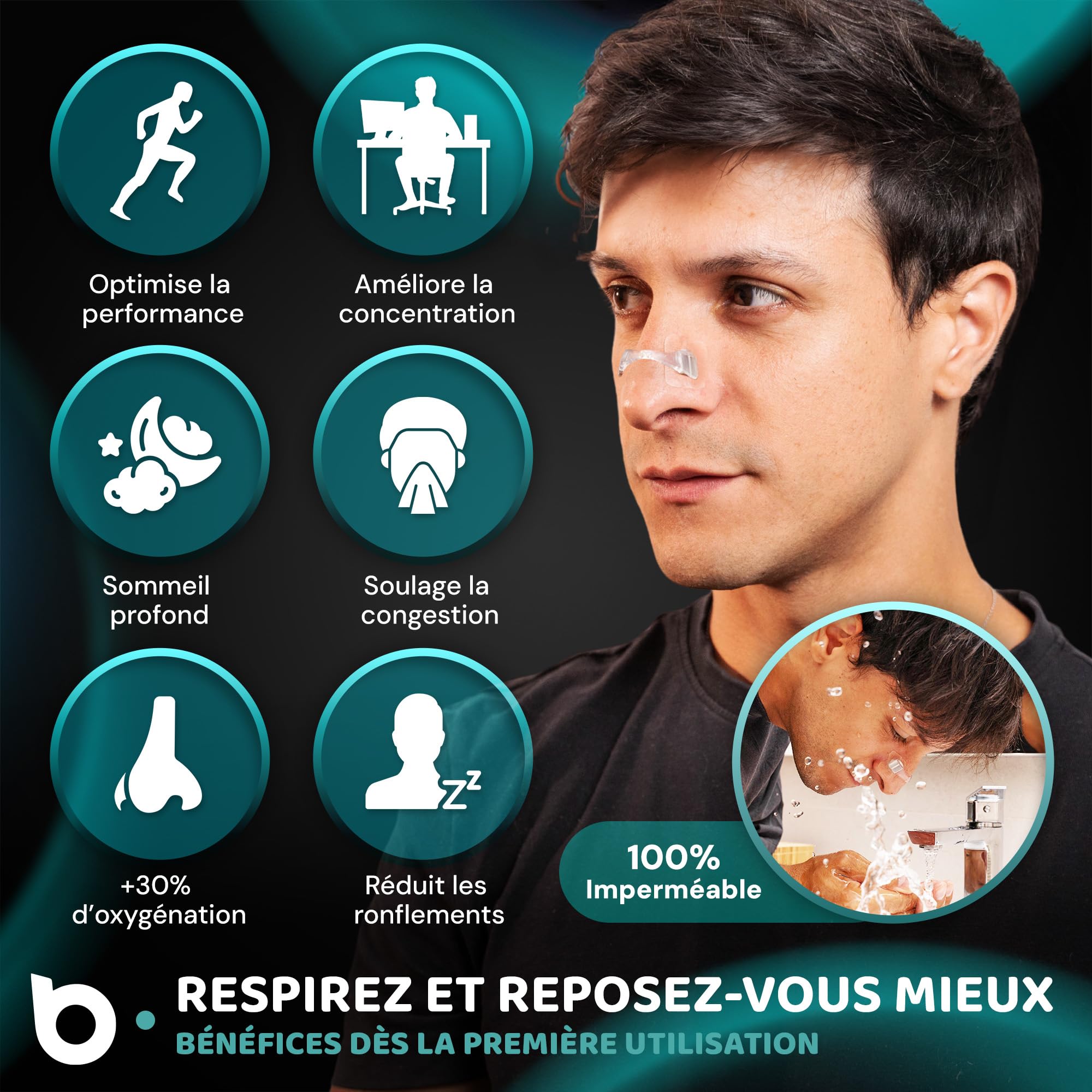 Bandelettes Nasales Magnétiques Premium PRO EDITION | MEGAPACK 120 PATCHS AMÉLIORÉS + ÉTUI DE RANGEMENT | Anti-Ronflement pour Mieux Dormir, Aide à Mieux Respirer
