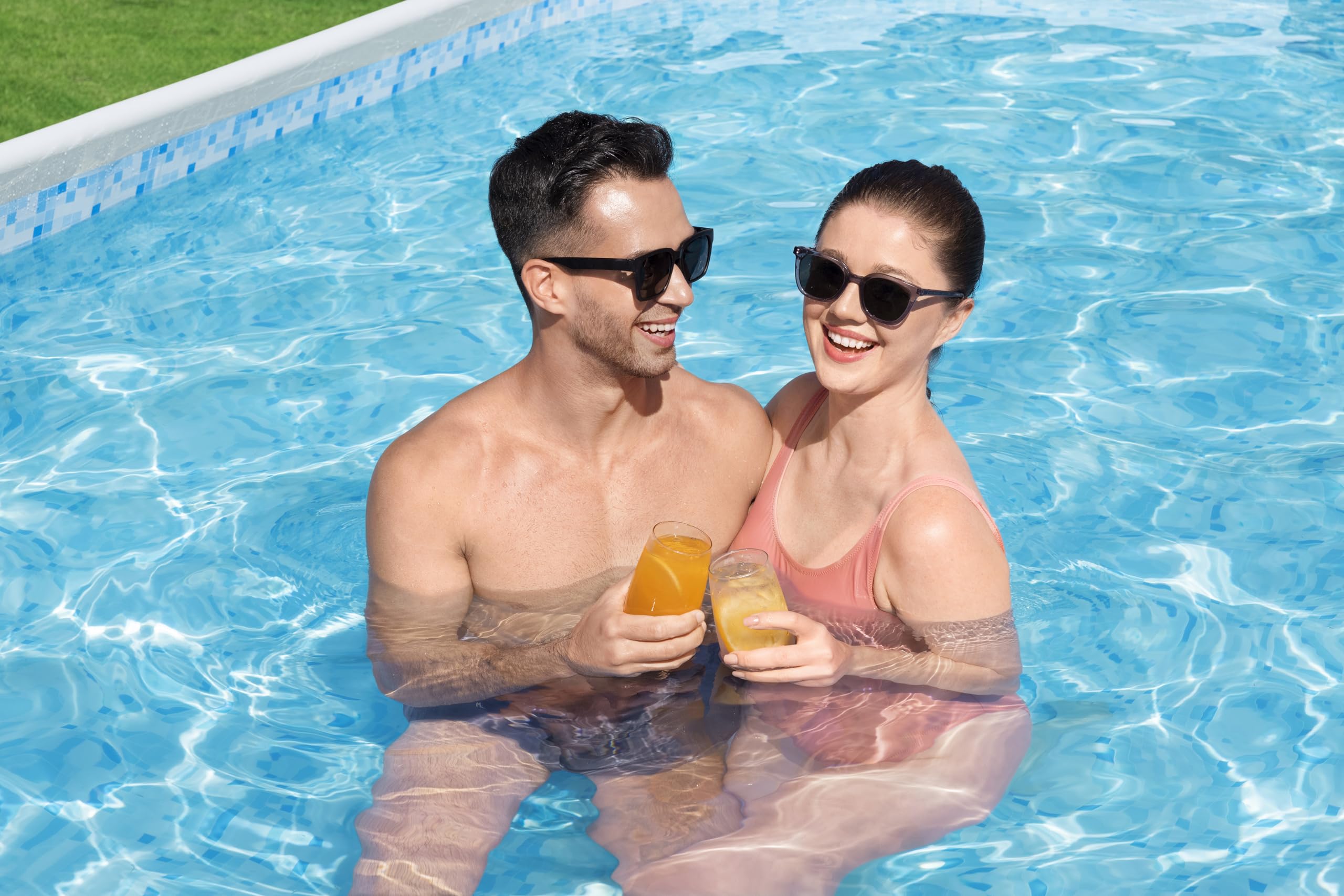 Bestway Power Steel Frame Pool Komplett-Set mit Filterpumpe 488 x 305 x 107 cm, grau, oval