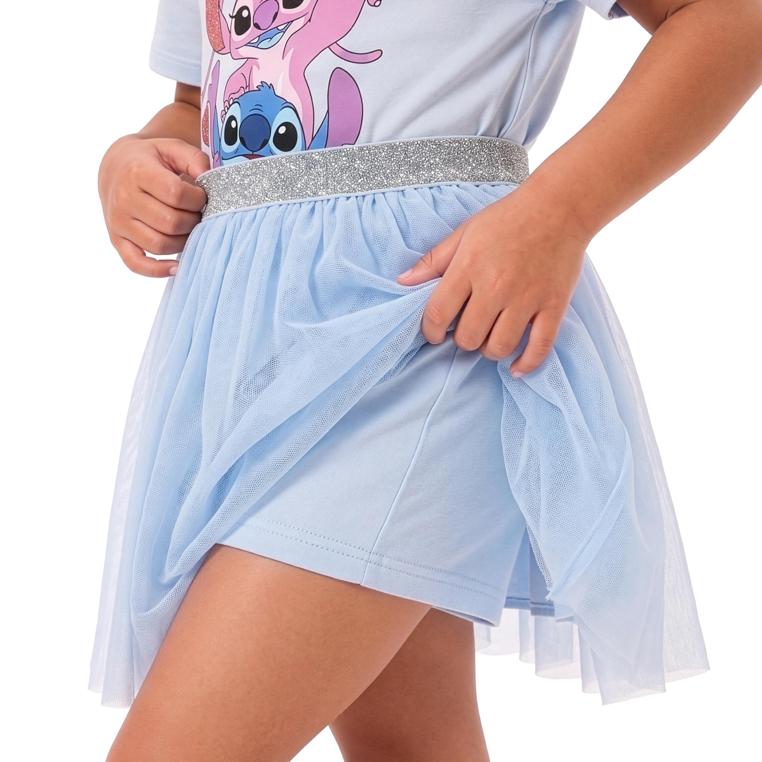 Disney Lilo & Stitch Ensemble Fille T-Shirt et Jupe, Tee Shirt Stitch avec Angel, Vetement Fille Été