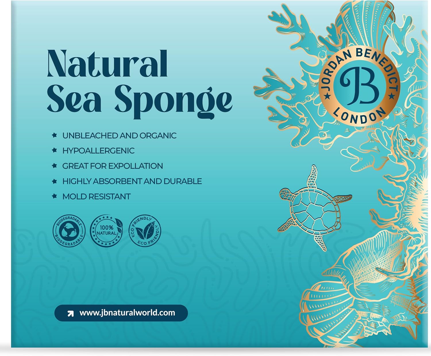 Jordan Benedict Natural Sea Sponge, Unbleached Shower Sponge